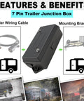 7 Way Trailer Junction Box Kit 2 Pack For RVs, Trailers, And Cars, Waterproof And Weatherproof Electrical Connector Organizer With Color Code Terminals, Durable 7 Terminal Box For Easy Wiring, Replacement Or New Install. 7 pin trailer junction box with cable and mounting bracket