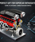 Working V12 Engine Model Kit For Adults A Fully Functional Mechanical Desk Model With Realistic Pistons And Crankshaft Motion A Cool Hands On Buildable Engine Toy For Car Enthusiasts And Education Gift, LEGO-style V12 desk model