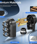 Heavy Duty 60 Amp Male Plug NEMA 14 60P Straight Blade Right Angle Connector materials display showing ABS, brass, rubber, stainless steel.