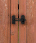 Sliding Barn Door Lock And Latch Set With Six 3 Inch Hinges For Gates And Doors, 180 Degree Flip Latch on wooden gate
