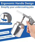 No Nonsense Undercoating Spray Gun Kit With 25 Oz Suction Feed Cup And Stainless Steel Body for easy grip handle and trigger design.