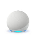 Straight Up Sleek Compact Smart Speaker With Ace Voice Recognition For Effortless Bluetooth Streaming And Hands Free Commands Ideal For Bedroom Chill Vibes Kitchen Timer Runs Or Home Office Grind Fresh Glacier White Build, side view with light ring.