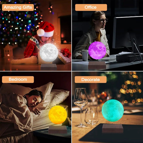 Levitating Moon Lamp Dope 6 Inch Magnetic Floating Moon Light With 16 Colors And 20 Modes, 3D Printed From Real Moon Scan, Ideal Home And Office Decor Gift