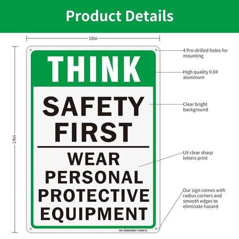 Heavy Hitter Aluminum Ppe Sign Two Pack Ten By Fourteen Inches Reflective Personal Protective Equipment Display Rock Solid For Industrial Sites And Outdoor Areas Built To Withstand Sun And Rain Damage