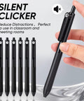 Hand holding one of the 12 Pack Gel Pens 0.7mm Medium Point Black Ink with 6 Extra Refills, showcasing silent click feature.