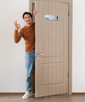 Two Pack Aluminum Restroom Signs For Men And Women Self Adhesive Metal Bathroom Door Wall Signage For Offices Restaurants Public Places 9 By 3 Inches Silvery Finish Easy Mount on men's restroom door.