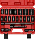 Heavy Duty Metric Shallow Impact Socket Set 10mm To 32mm Six Point Design With Extension Bar in storage case