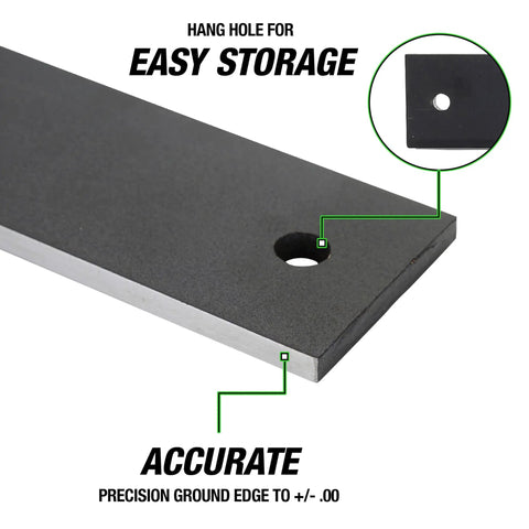 24 Inch Straight Edge For Machinists And Automotive Inspections Precision Ground To Point Zero Zero One Inch Cold Rolled Steel Tool Closeup