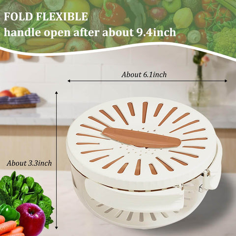 Two Pack Multifunctional Fruit Washing Bowl With Strainer 2 In 1 Drain Basket And Fruit Strainer Container With Lid, dimensions labeled