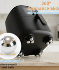 Close-up of 8 Pack Low Profile Adhesive Casters delivering smooth cruising action for kitchen appliances in matte black.