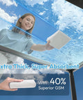 Glass microfiber cleaning cloths, six-pack, white, 12x12 inches for windows and glass surfaces (front view)
