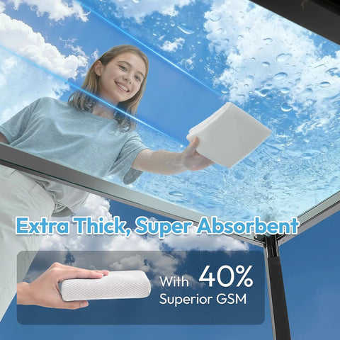 Glass microfiber cleaning cloths, six-pack, white, 12x12 inches for windows and glass surfaces (front view)