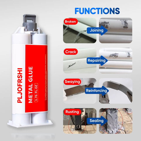 Heavy Duty Two Part Epoxy Weld Adhesive For Metal Plastic Ceramic Glass Wood And More Waterproof High Strength Repair Glue With 1.76oz 1:1 Syringe Includes Pusher And Scraper Temperature Resistant