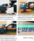 Using Heavy Duty Cordless Strapping Machine With Rechargeable Battery Powered Hot Melting Tensioner for tape application.