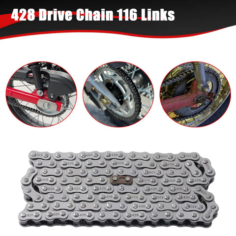428 Drive Chain 116 Links With Chain Breaker Tool For 110cc 125cc Dirt Bikes ATVs Go Karts Quad Fits Apollo Suzuki Yamaha Honda