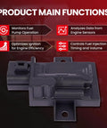 Fuel Pump Control Module Straight Up Made For 2020 To 2023 Land Rover Discovery Sport 2.0L Turbo viewed on a dark background.