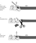 Illustration of adjusting Genuine Leather Ratchet Dress Belt With Automatic Buckle, showing steps to trim 1.25 inch strap.