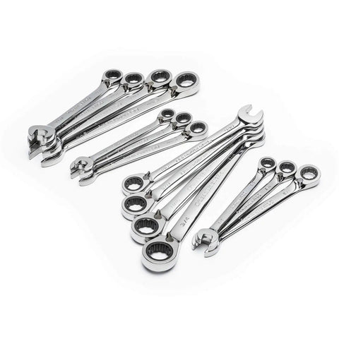 10 Piece 12 Point Flex Head Ratcheting SAE Wrench Set With Tool Roll, 72-Tooth Box End, Off-Corner Loading Design, spread out view