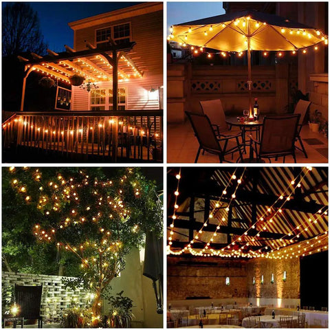 Battery Operated Globe String Lights With 50 LED Crystal Orbs 16.4 Ft Waterproof Fairy Lights With Remote illuminating patio setups