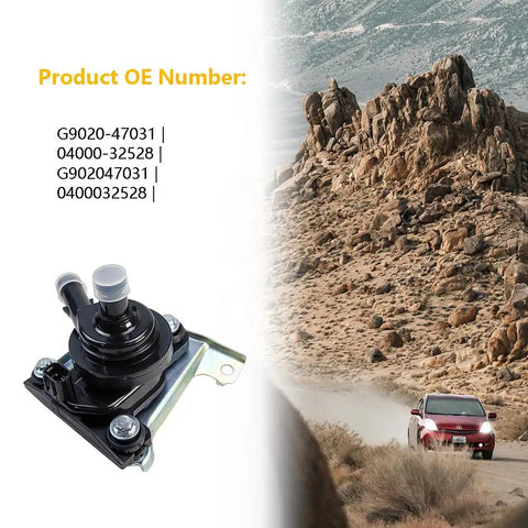 Electric Inverter Coolant Pump Water Pump With Bracket for 2004 To 2009 Toyota Prius Hybrid, black pump with installation bracket.