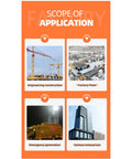 Scope of application for Smooth Operator Portable Generator Sets, showcasing construction, factory, and emergency uses.