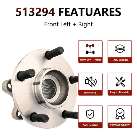 Pair Front Wheel Bearing And Hub Assembly For 2009-2019 Nissan Maxima Murano Quest Pathfinder Altima 2013 Infiniti JX35