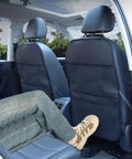 Waterproof Leather Back Seat Protector With Three Storage Pockets Anti Kick Mat For Kids And Pets Universal Car Seat Organizer Cover For SUVs Sedans Minivans And Trucks Two Pack Black installed on front seatbacks