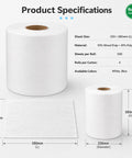 Killer Hella Low Lint Cleanroom Wipe Rolls For PCB Boards And Precision Equipment, showcasing sizes and specifications of wipes.