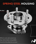 Front view of 2-Pack Rear Wheel Bearing And Hub Assembly With ABS For Toyota Camry 2002-2011 shown with spring steel housing details.