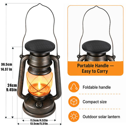 Antique Style Battery Operated Lanterns 2 Pack With IP65 Waterproof Rating And Two Lighting Modes Steady Or Flicker Battery Included