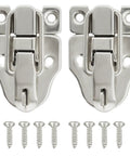 Duckbilled Zinc Alloy Box Hasp Lock Set 2 Pack Toggle Latches With Padlock Hole Silver Plated Finish front view