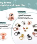 Top Shelf 50 Piece Screw Back Round Head Rivets Pull Ring Studs With Screwdriver Zinc Alloy Finish For DIY Leather Crafts display with multicolor options.
