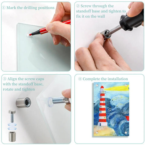 Installation steps for 4 Pack Sublimation Glass Photo Blanks 11.8 Inch Long and 7.87 Inch Wide Wall Mount Frames