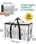 Six Pack Oversized Moving Bags With Reinforced Handles, Heavy Duty Clear Storage Totes, 27x15x14 inches, open top, folded view