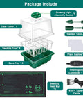 Seed Starter Tray Kit No Fuss With Heat Mat And Grow Light, 5 Pack Seedling Trays, humidity dome, tools, labels, and controller.