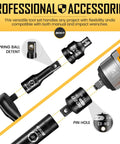 All In One 21 Piece Drive Tool Accessory Set With 1/4 Inch, 3/8 Inch And 1/2 Inch Sockets Includes Adapters, Extension Bars