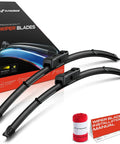 Top Tier 24 And 19 Inch Windshield Wiper Blades With Embedded Wear Indicator Plus Bonus Cleaning Towel in packaging.