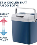 Portable Electric Cooler And Warmer With Rugged Carry Handle, Thermoelectric Camp Fridge, 25L, heats up to 130F, cools to 40F.