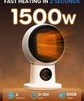 15 Inch Compact Modern Heater And Fan 2 In 1 Remote 1500W PTC Ceramic Space Heater glowing element with timer and settings display