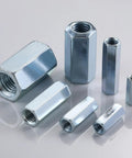 Half-Inch 13 Thread Extended Hex Nut Coupling Nuts Zinc Plated Steel Rod Connectors for DIY Projects and Heavy Duty Building