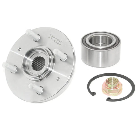 Front Wheel Hub Kit With Bearing, Studs, Snap Ring And Axle Nut, Forged Flange Fitment To Rebuild Non Integral Wheel Hubs