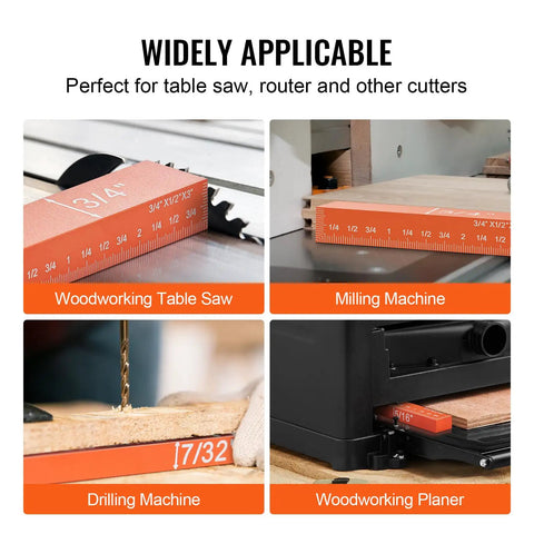 Pro Grade Router Table Setup Bars Kit in use with table saw, milling, drilling machine, and planer showing applications.