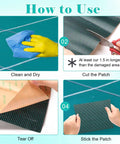 Instructions showing how to use Heavy Duty Pool Cover Patch Kit 8 By 40 Inches Self Adhesive Waterproof Repair Patch for quick fixes.