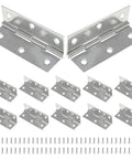 Top Tier 12 Pack Of 2.5 Inch Mini Butt Hinges In Classic Silver Finish Built Different From Rustproof 304 Stainless Steel For Smooth Cabinet Door Install And Heavy Duty Tool Box Assemblies Includes All Mounting Screws, displayed with screws.