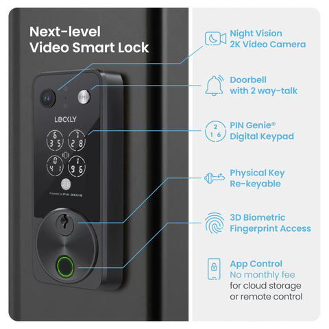 Super Slick Smart Lock With 2K Video Doorbell Cam And Apple Home Key Built For Fast AI Touch Entry And Total Hassle Free Operation Plus Crisp Night Vision Coverage