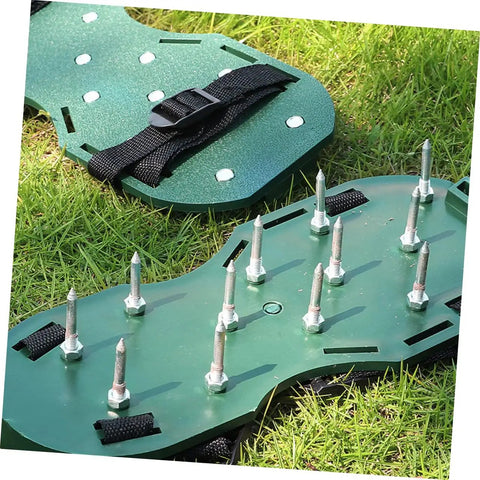 16 Piece Lawn Aerator Shoes With Adjustable Straps Garden Spikes For Deep Soil Penetration And Healthier Lawn Easy To Use