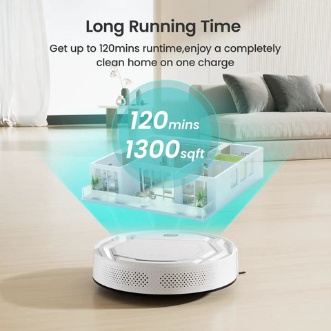 Robot Vacuum With Strong Suction And Long Battery Life For Pet Hair Slim Low Profile Quiet Cleaning Auto Docking And Self Charging Wi Fi App And Alexa Control Great For Hard Floors And Everyday Cleaning M210 on wood floor
