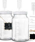 2 Pack 1 Gallon Fermentation Jars With 3 Airlocks And 2 Screw Lids Heavy Duty Airtight Wide Mouth Glass Jars With Scale Marks