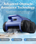 Automatic Robotic Pool Cleaner For Inground And Above Ground Pools, Wall Climbing Design, shown underwater with wheels and brushes.