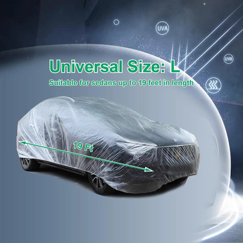4 Pack Universal Disposable Car Covers Waterproof Plastic Car Cover For Outdoors Weather Protection Elastic Hem Fit